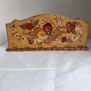 Vintage Scandinavian Wall Shelf Spoon Holder, Norwegian Wood Wall Art, Farmhouse